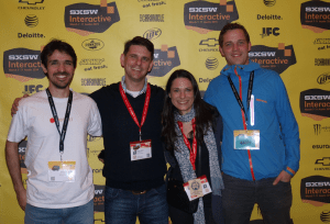 Sanja mit den drei Hamburger Startups im SXSW Startup Village