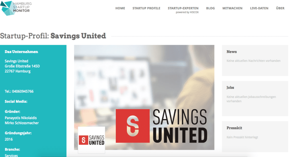 Das Monitorprofil von Savings United