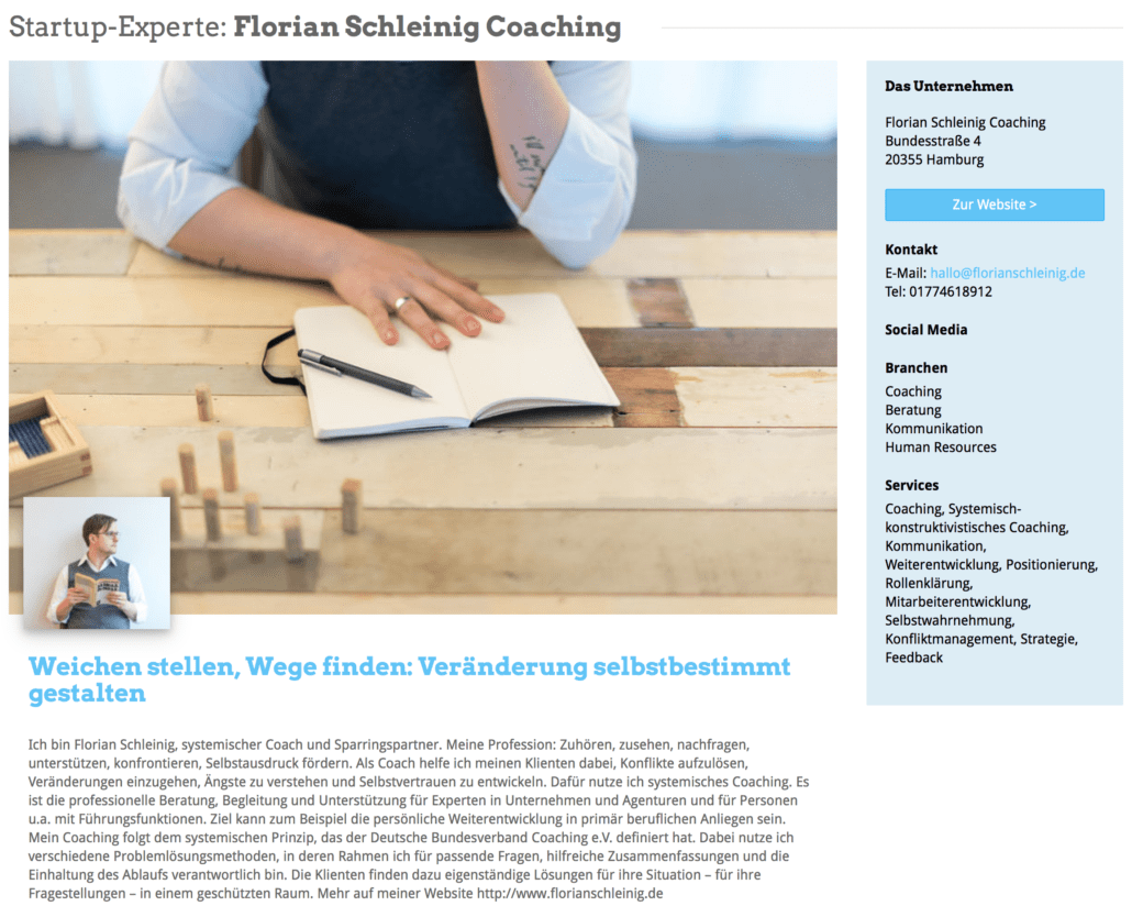 Das Expertenprofil von Florian Schleinig Coaching