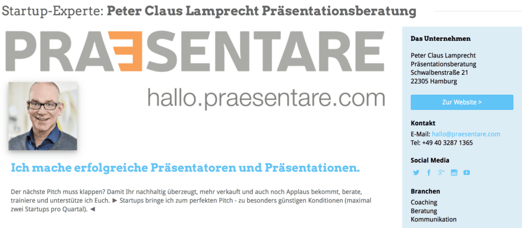 Das Expertenprofil von Praesentare