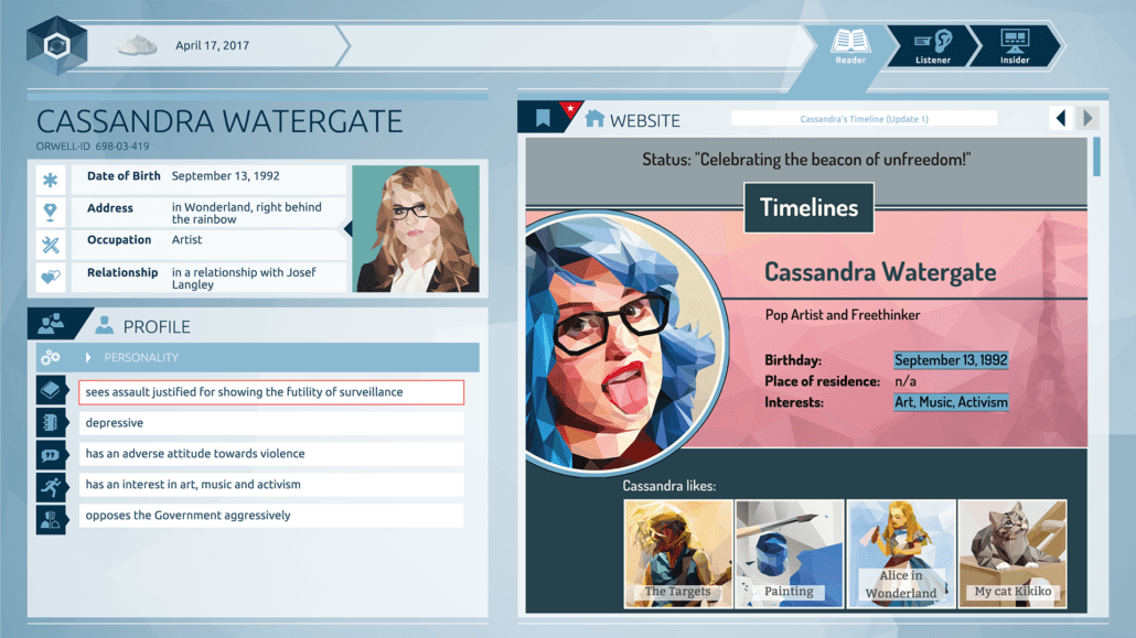 Ein kleiner Einblick in das Desktop Spiel Orwell. (Bild: Osmotic Studios)