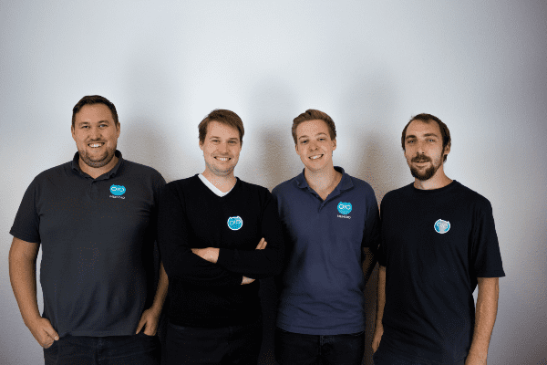 Das Team von Memoio! (v.l.n.r. Michael Haufler, Andreas Haufler, Tobias Bagg und Marius Oßmer, Bild: Memoio GmbH) 