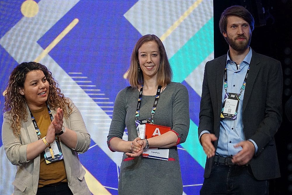 Auch Joana Gil, Wienke Reynolds und Stefan Boersting von LignoPure waren schon preiswürdig. Beim Future Hamburg Award belegten sie Platz 2.