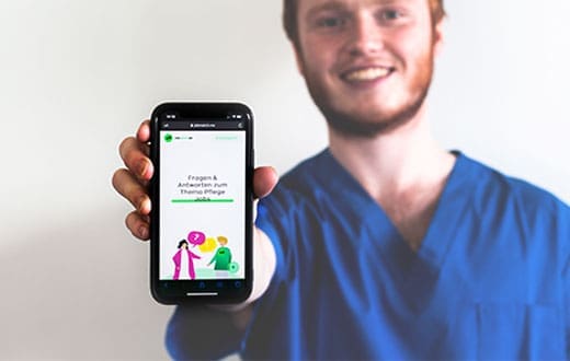 So sieht die neue App für die Pflegebranche aus. (Foto: JOBMATCH.ME)