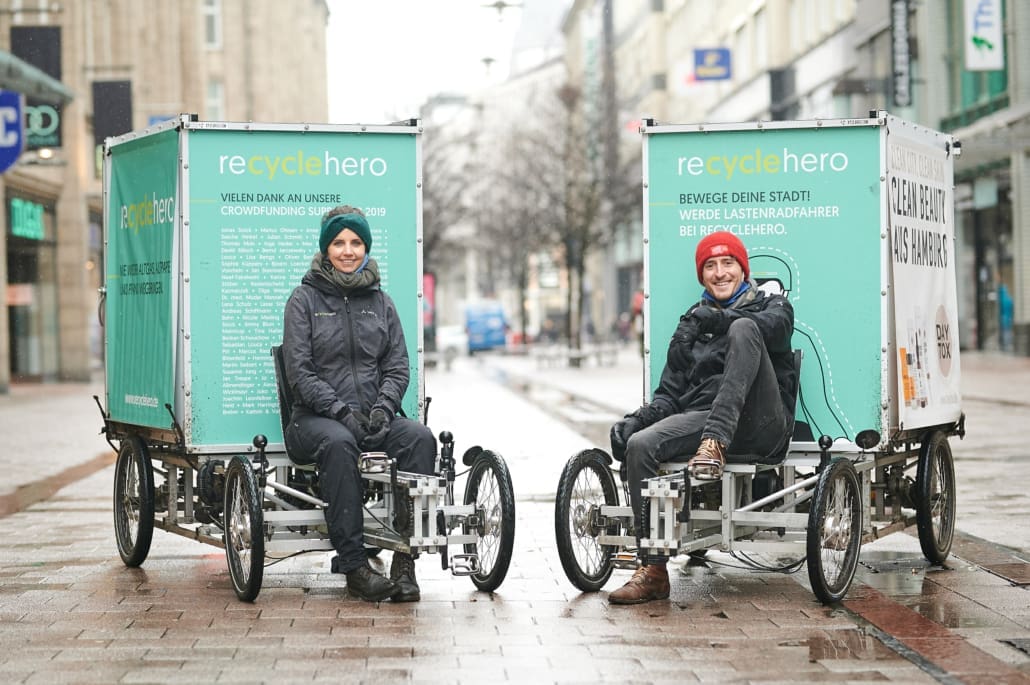Nadine Herbrich und Alessandro Cocco von recyclehero.