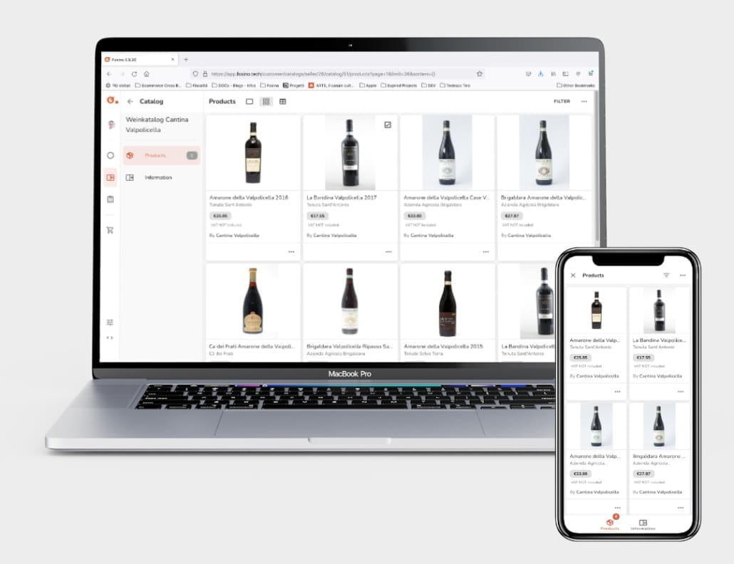 So sieht ein mit Foxino erstellter Katalog ausschnittsweise aus, sowohl für Laptop als auch für Smartphone.