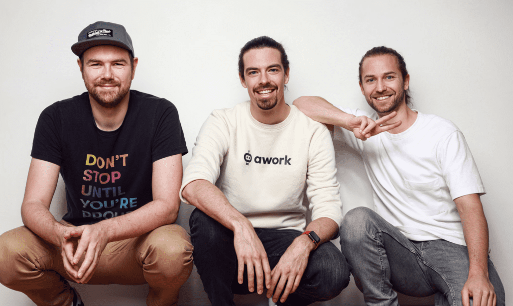 Das Gründertrio von awork Nils Czernig, Tobias Hagenau und Lucas Bauche