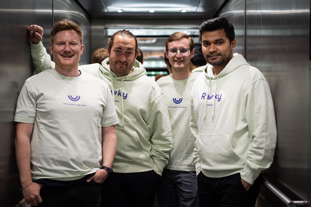 Das Gründerteam von Ruuky: Jes Hennig (CEO), Max Schwarz (CMO), Timo Steffens (CFO) und Deepankar Jha (CTO)