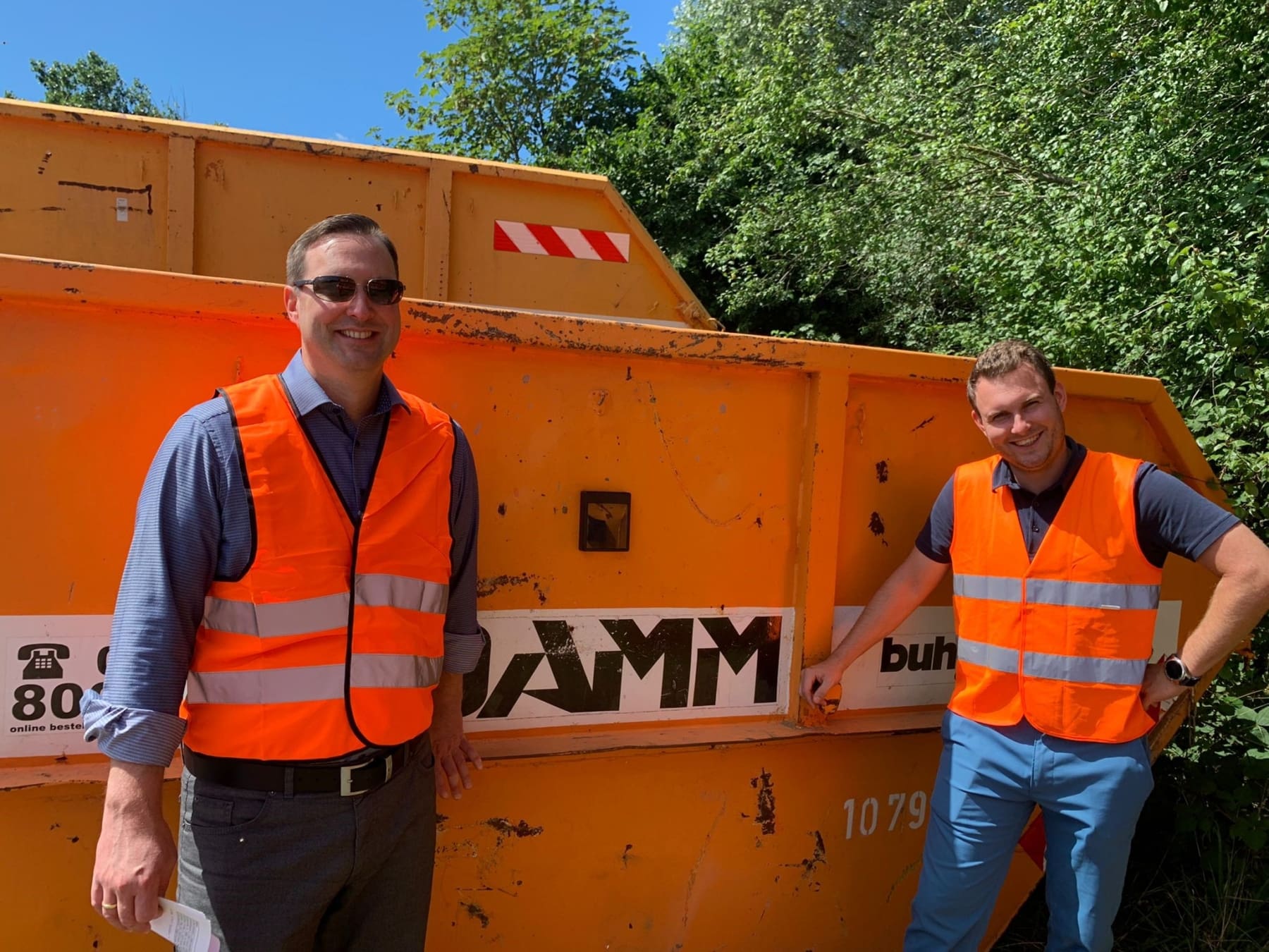 Testlauf eines Zolitron-Sensors an einem Abrollcontainer von Buhck