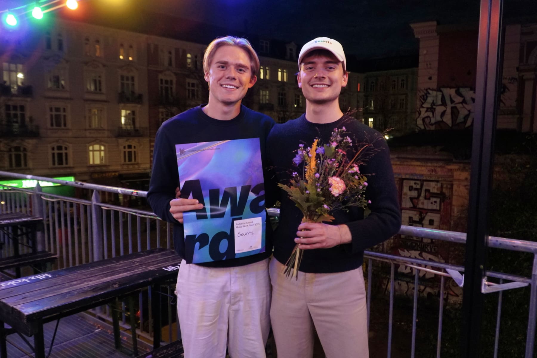 Moritz Gubitzer und Nick Alexander Hübner von Sounts, Gewinner des Publikumspreises von Music WorX 2025