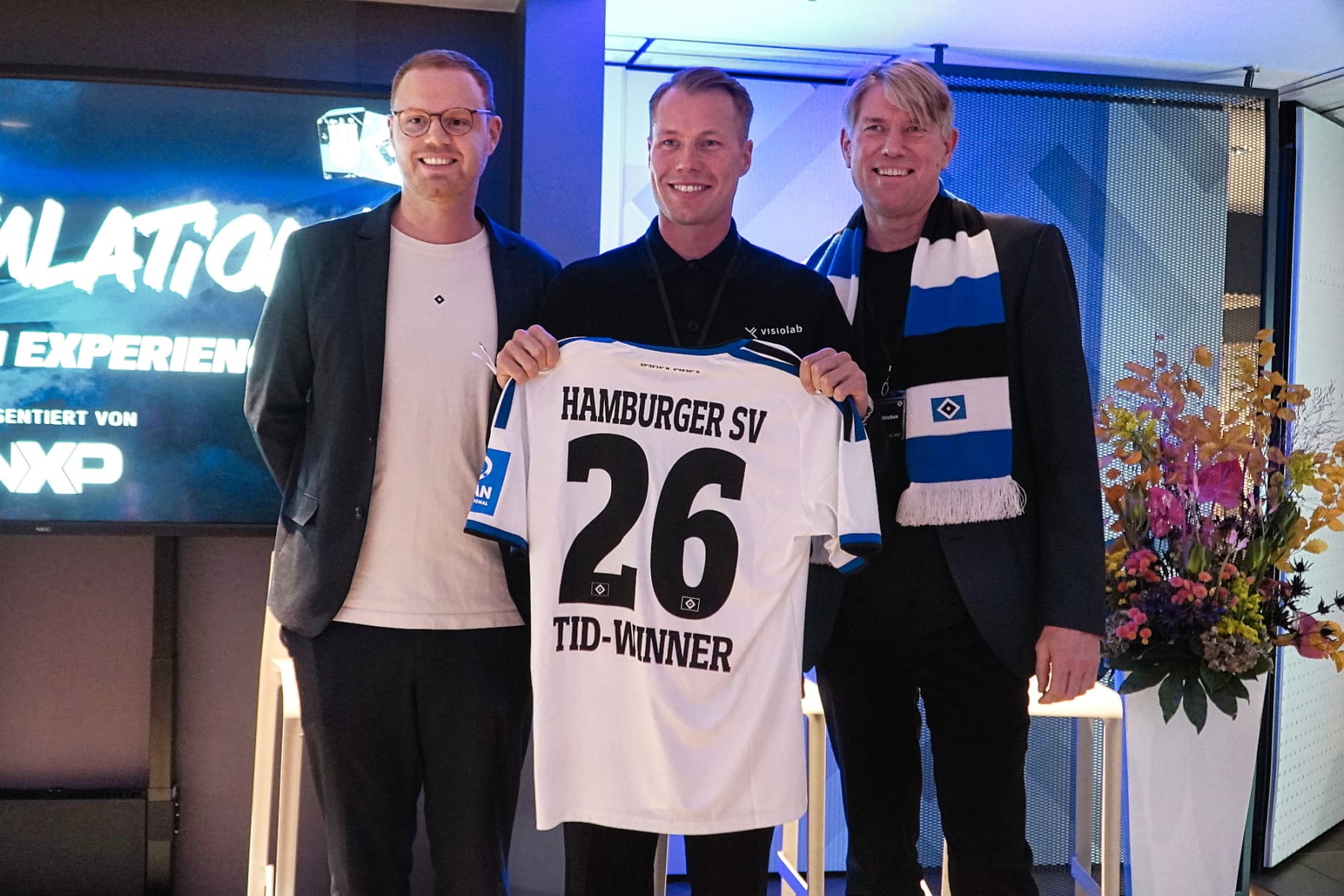 Dr. Sebastian Flegr (HSV), Tim-Oliver Niekamp (Visiolab) und Christian Wiebus (NXP)